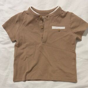 Kids tan and white polo shirt